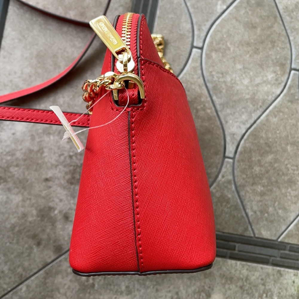 MICHAEL KORS Jet Set Travel Medium Logo Dome Crossbody Bag FLAME COLOR - Picture 6 of 16